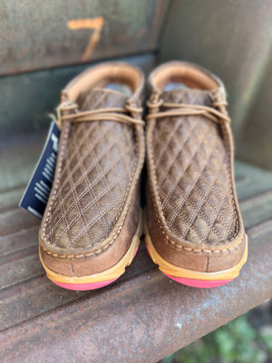 Twisted X Womens Dark Tan & Pink Chukka Driving Moc