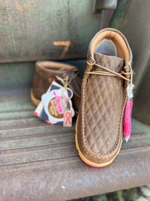 Twisted X Womens Dark Tan & Pink Chukka Driving Moc