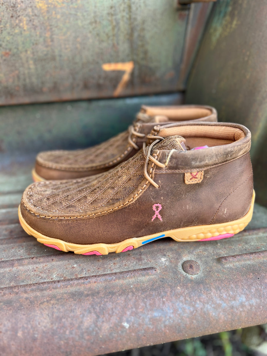 Twisted X Womens Dark Tan & Pink Chukka Driving Moc