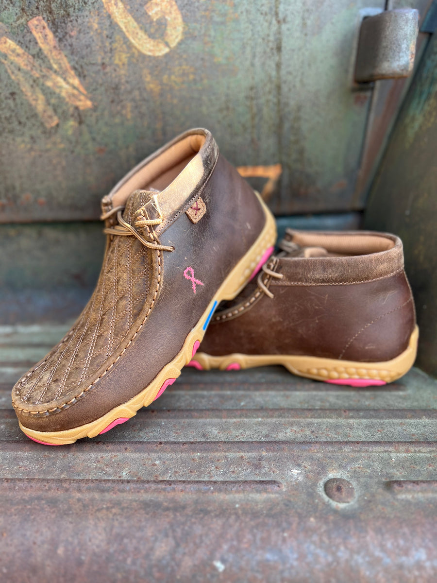 Twisted X Womens Dark Tan & Pink Chukka Driving Moc