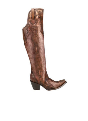 Corral Ladies Bone/Chocolate Over the Knee Boot