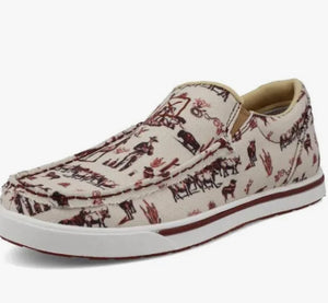 Twisted X Maroon & Ivory Slip-on Kicks